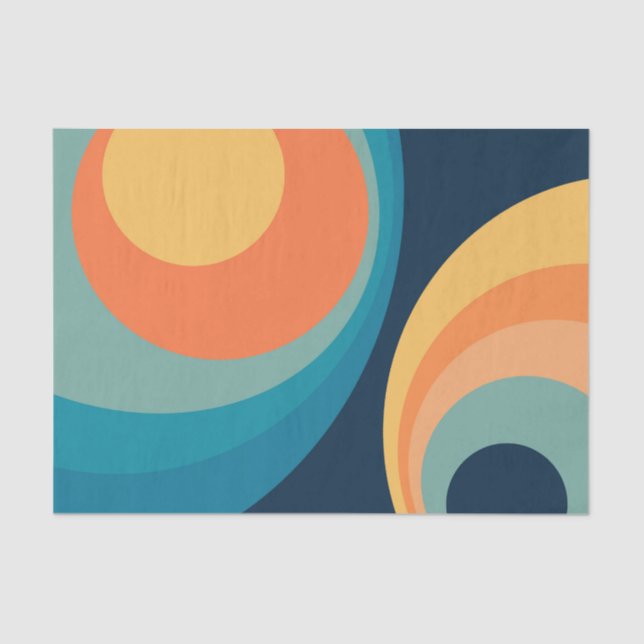 Papel De Seda Diseño de círculos retro coloridos (Anverso)