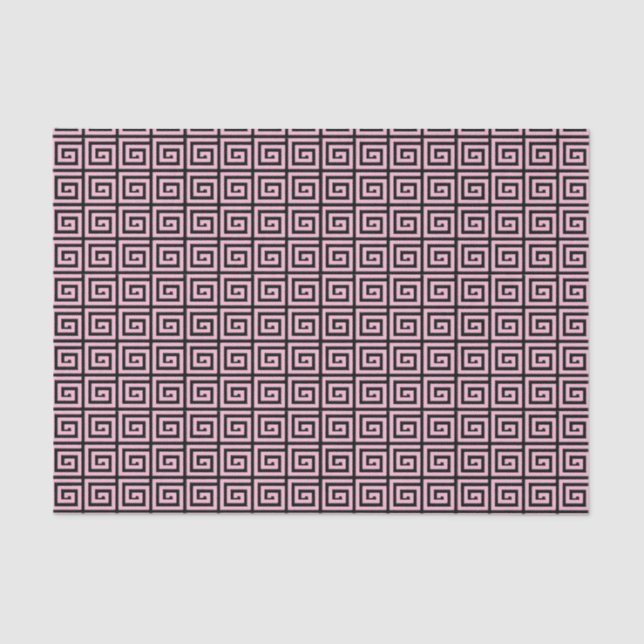 Papel De Seda Diseño de clave griega - rosa y negro (Anverso)