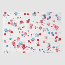 Papel De Seda Diseño de copos de nieve azules y rojos