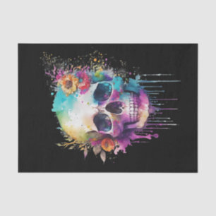 Papel De Seda Diseño de cráneo con manchas de colores