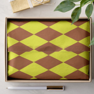 Papel De Seda Diseño de cuadros Arlequín amarillo marrón