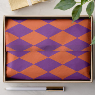 Papel De Seda Diseño de cuadros arlequín naranja y púrpura