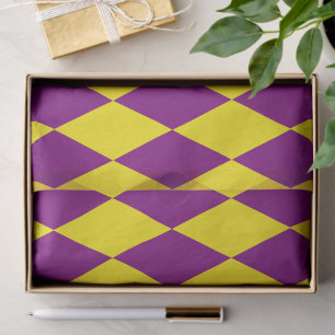 Papel De Seda Diseño de cuadros arlequín púrpura y amarillo