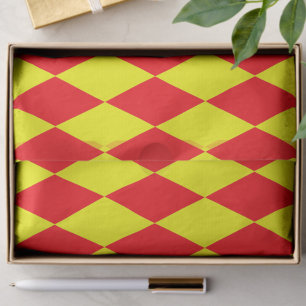 Papel De Seda Diseño de cuadros Arlequín rojo amarillo
