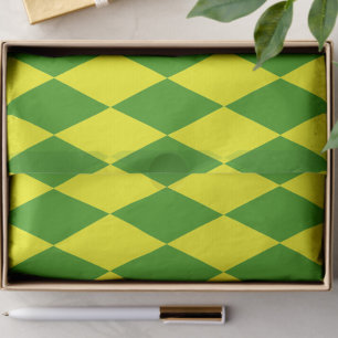 Papel De Seda Diseño de cuadros de arlequín verde amarillo