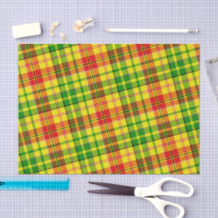 Papel De Seda Diseño de cuadros escoceses amarillo rojo verde