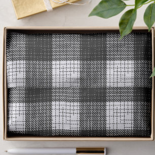 Papel De Seda Diseño de cuadros escoceses atrevidos en blanco y