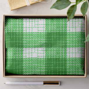 Papel De Seda Diseño de cuadros escoceses atrevidos en verde y b