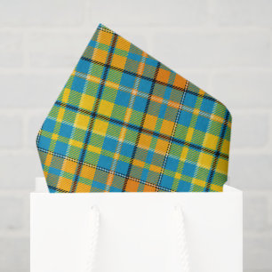 Papel De Seda Diseño de cuadros escoceses azul amarillo naranja
