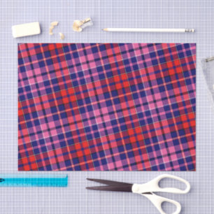 Papel De Seda Diseño de cuadros escoceses azul marino rojo rosa