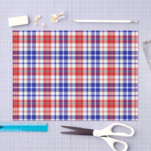 Papel De Seda Diseño de cuadros escoceses blanco rojo azul