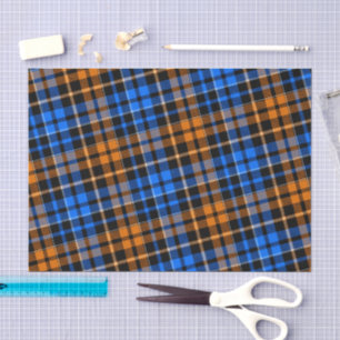 Papel De Seda Diseño de cuadros escoceses naranja azul negro