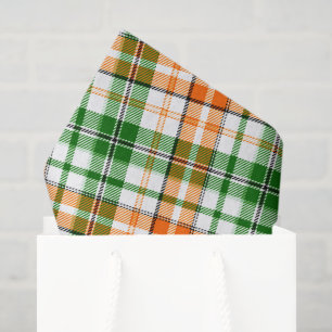 Papel De Seda Diseño de cuadros escoceses naranja verde blanco