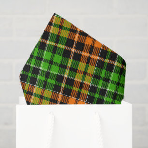 Papel De Seda Diseño de cuadros escoceses naranja verde negro