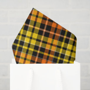 Papel De Seda Diseño de cuadros escoceses negro amarillo naranja