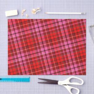 Papel De Seda Diseño de Cuadros Escoceses Rojo Granate Rosa