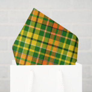 Papel De Seda Diseño de cuadros escoceses verde amarillo naranja