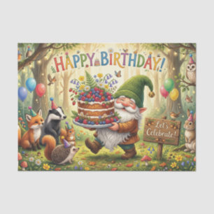 Papel De Seda Diseño de cumpleaños de gnomo de jardín del bosque