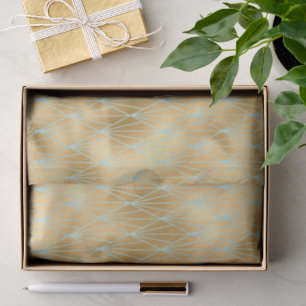 Papel De Seda Diseño de diamante Art Deco, dorado y azul verdoso