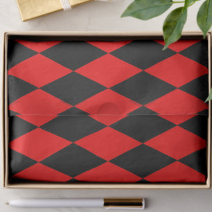 Papel De Seda Diseño de Diamantes Arlequines de Cuadros Rojos y