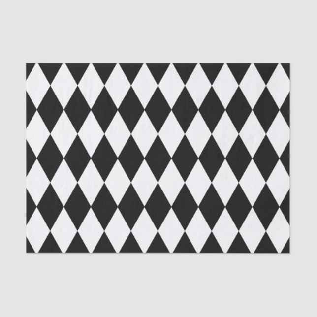 Papel De Seda Diseño De Diamantes Blanco Y Negro (Anverso)