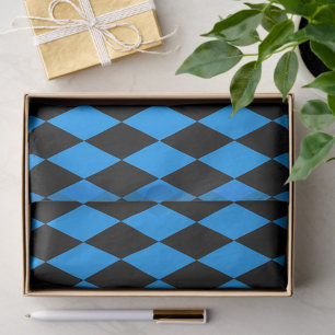 Papel De Seda Diseño de Diamantes de Arlequín de Cuadros Azules