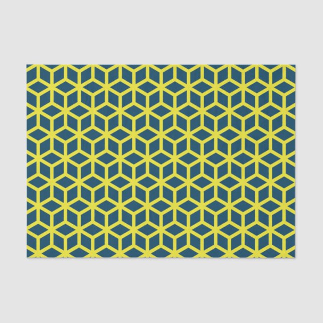 Papel De Seda Diseño de diseño geométrico amarillo azul (Anverso)