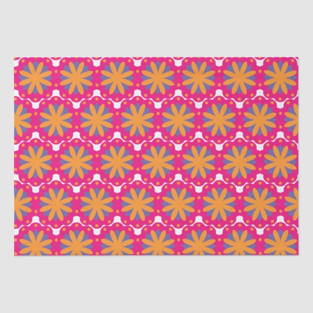 Papel De Seda Diseño de flores geométricas audaces (Anverso)