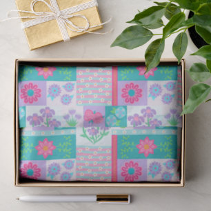 Papel De Seda Diseño de flores vibrantes en flor