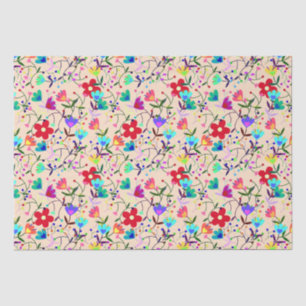 Papel De Seda Diseño de follaje de hojas de flores coloridas