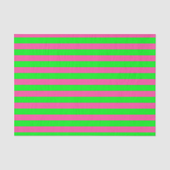 Papel De Seda Diseño de franjas rosadas y verdes (Anverso)