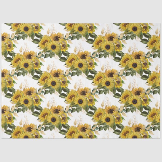 Papel De Seda Diseño de girasol dorado 10 (Anverso)