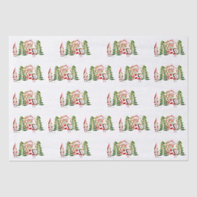 Papel De Seda Diseño de Gnome de NAVIDAD 5   (Anverso)