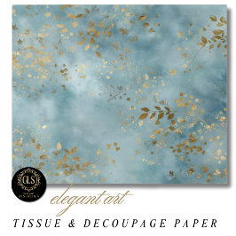 Papel De Seda Diseño de hoja de oro verde botánico