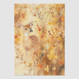 Papel De Seda Diseño de hojas de otoño de cervatillo al acuarela