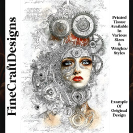 Papel De Seda Diseño de huella azul industrial Steampunk M8 Deco