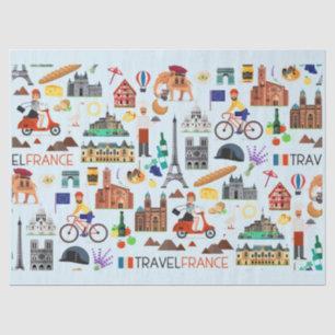 Papel De Seda Diseño de iconos de viajes en Francia