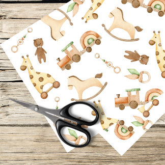 Papel De Seda diseño de juguetes de madera - boho, diseño de acu