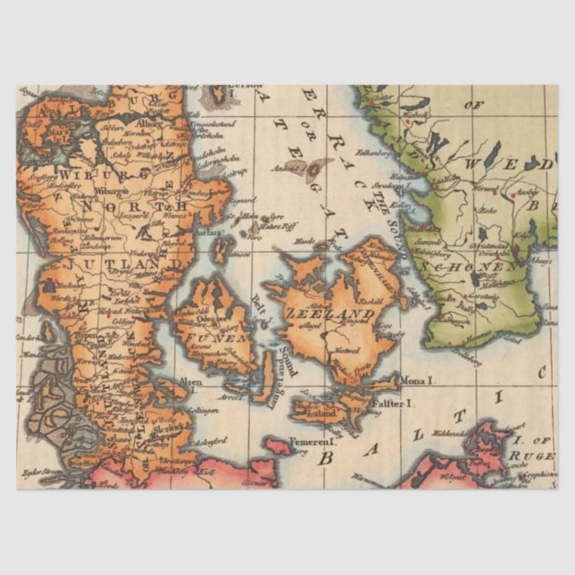 Papel De Seda Diseño de la serie 1 del mapa antiguo 10 (Anverso)