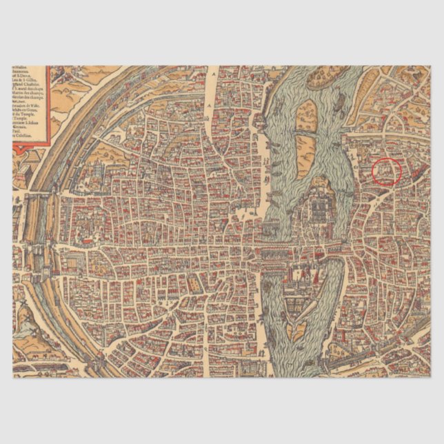 Papel De Seda Diseño de la serie 1 del mapa antiguo 15 (Anverso)