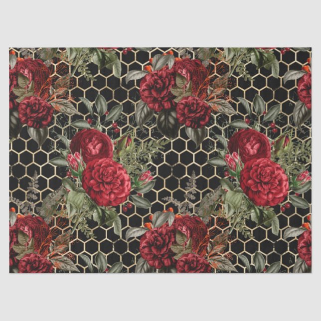 Papel De Seda Diseño de la serie Abeja Rosa Roja 60 (Anverso)