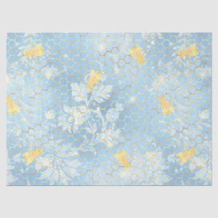 Papel De Seda Diseño de la serie Abejas Azul y Dorado #15