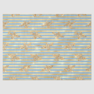 Papel De Seda Diseño de la serie Abejas Azul y Dorado #18