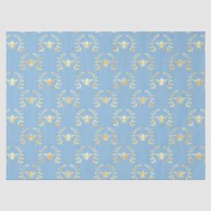 Papel De Seda Diseño de la serie Abejas Azul y Dorado #9
