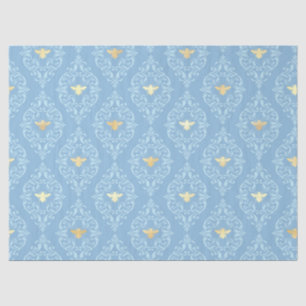 Papel De Seda Diseño de la Serie Abejas Azules y Doradas #1