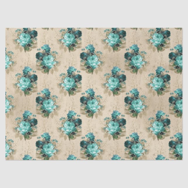 Papel De Seda Diseño de la serie Acuática Floral Desgastada 3 (Anverso)