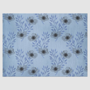 Papel De Seda Diseño de la serie azul floral desgastado 3