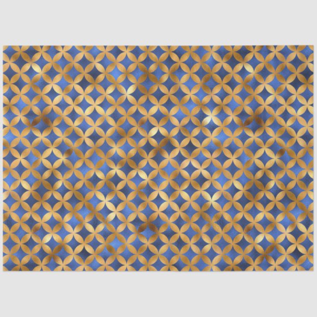 Papel De Seda Diseño de la serie azul y dorado de lujo 16 (Anverso)