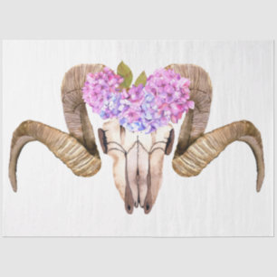 Papel De Seda Diseño de la serie Boho Skull and Flowers 10