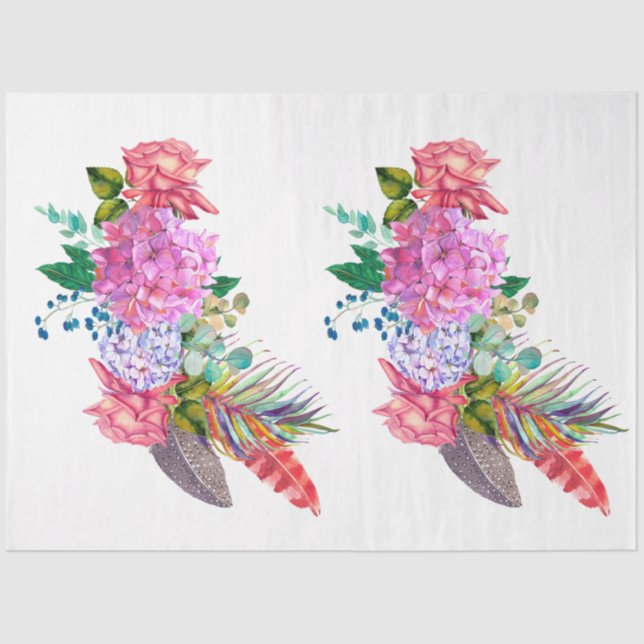 Papel De Seda Diseño de la serie Boho Skull and Flowers 6 (Anverso)